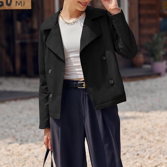 Trench Coat Dbl Breasted Cropped Casual Women’s Sz M Outerwear/W Belt OneDreamer - Picture 4 of 6